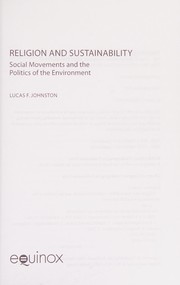 Cover of Religion and sustainability by Lucas F. Johnston