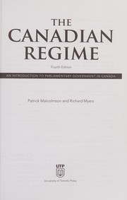 Front cover of The Canadian regime by Patrick Malcolmson
