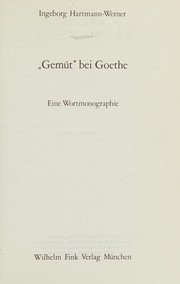 Cover of "Gemüt" bei Goethe by Ingeborg Hartmann-Werner