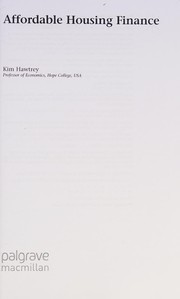 Cover of Affordable housing finance by Kim Hawtrey
