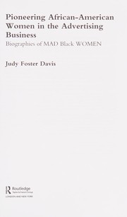 Front cover of Pioneering African-American Women in the Advertising Business by Judy Foster Davis