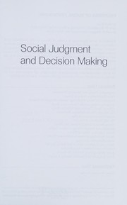 Front cover of Social judgment and decision making by Joachim I. Krueger