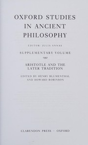 Front cover of Aristotle and the later tradition by Henry Blumenthal
