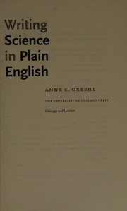 Cover of Writing Science in Plain English by Anne E. Greene
