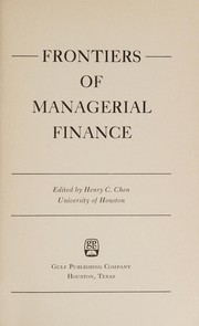 Front cover of Frontiers of managerial finance by Hsien-chang Ch'ên