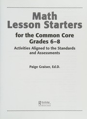 Cover of Math Lesson Starters for the Common Core, Grades 6-8 by Paige Graiser