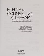 Front cover of Ethics in counseling and therapy by Rick A. Houser