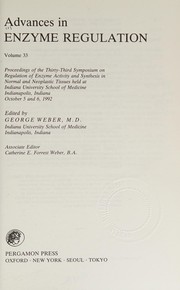Front cover of Advances in enzyme regulation by Weber, George