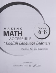 Front cover of Making math accessible to English language learners by R4 Educated Solutions