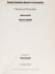 Front cover of Student Solutions Manual for Zumdahl/Decoste's Chemical Principles by Steven S. Zumdahl