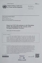 Front cover of Report on UNCTAD assistance to the Palestinian people by United Nations Conference on Trade and Development. Trade and Development Board
