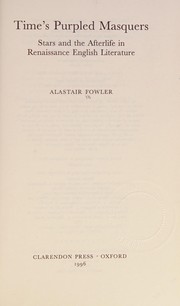 Cover of Time's purpled masquers by Alastair Fowler
