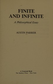 Front cover of Finite and infinite by Austin Marsden Farrer