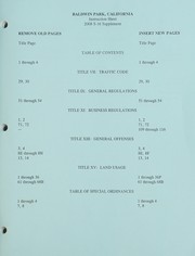 Front cover of City of Baldwin Park, California code of ordinances by Baldwin Park (Calif.)