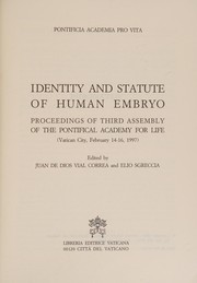 Front cover of Identity and statute of human embryo by Catholic Church. Pontificia Academia pro Vita. Assembly