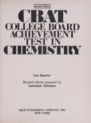 Front cover of CBAT, College Board Achievement test in chemistry by Leo Spector