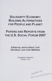 Front cover of Solidarity economy by Jenna Allard