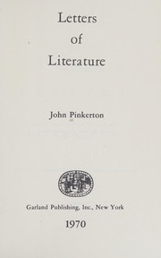 Front cover of Letters of literature by Pinkerton, John