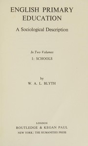 Front cover of English primary education by W. A. L. Blyth