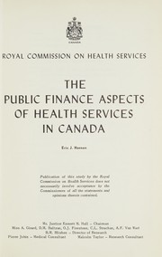 Front cover of The public finance aspects of health services in Canada by Eric John Hanson