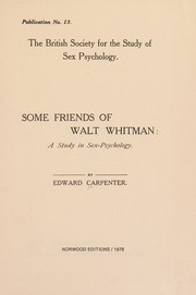 Front cover of Some friends of Walt Whitman by Edward Carpenter