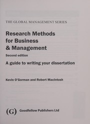 Front cover of Research Methods for Business and Management by Kevin D O'Gorman