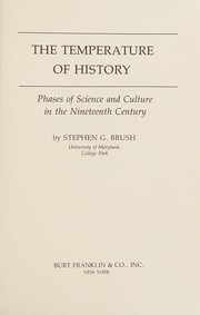 Front cover of The temperature of history by Stephen G. Brush