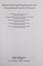 Front cover of Ethical and legal requirements for transnational genetic research by Nikolaus Forgó