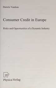 Front cover of Consumer credit in Europe by Daniela Vandone