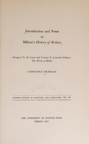 Front cover of Introduction and notes to Milton's History of Britain by Constance Nicholas