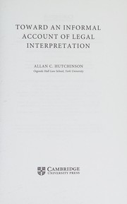 Cover of Toward an Informal Account of Legal Interpretation by Allan C. Hutchinson