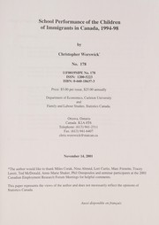 Front cover of School performance of the children of immigrants in Canada, 1994-98 by Christopher Worswick