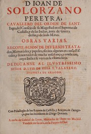 Front cover of Obras varias by Juan de Sol©đrzano Pereira