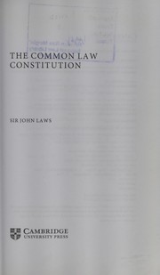 Cover of Common Law Constitution by John Laws