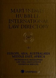 Front cover of Martindale-Hubbell International Law Directory -- Europe, Asia, Australasia, Middle East, Africa, Professional Biographies, Law Firm Associations, Experts & Services by Unknown