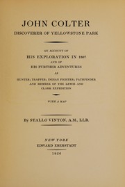 Front cover of John Colter, discoverer of Yellowstone Park by Stallo Vinton