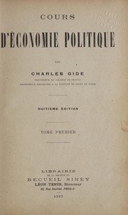 Front cover of Cours d'économie politique by Charles Gide