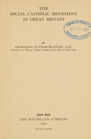 Front cover of The social Catholic movement in Great Britain by Georgiana Putnam McEntee