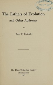 Front cover of The fathers of evolution and other addresses by John Hassler Dietrich