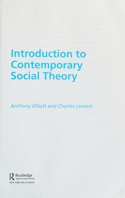 Cover of Introduction to Contemporary Social Theory by Anthony Elliott