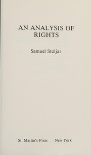 Front cover of An analysis of rights by S. J. Stoljar
