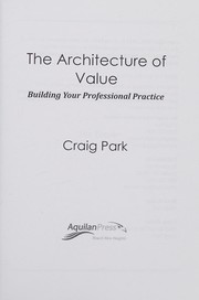 Front cover of The Architecture of Value by Craig Park