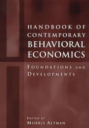 Front cover of Handbook of Contemporary Behavioral Economics by Morris Altman