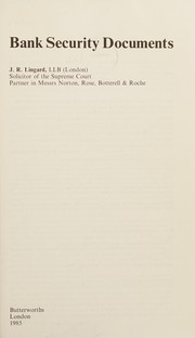 Cover of Bank security documents by J. R. Lingard