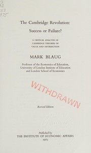 Front cover of The Cambridge revolution, success or failure? by Mark Blaug