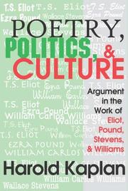 Front cover of Poetry, politics, and culture by Harold Kaplan