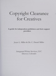 Front cover of Copyright Clearance for Creatives by Dr. C. Daniel Miller Joyce L. Miller