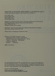 Front cover of Directory of Scientific Directories (Reference on Research) by Anthony P. Harvey