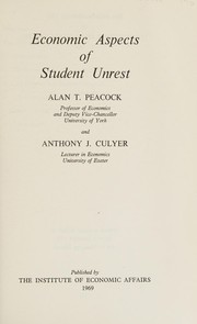 Cover of Economic aspects of student unrest by Alan T. Peacock