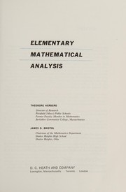 Cover of Elementary mathematical analysis by Theodore Herberg